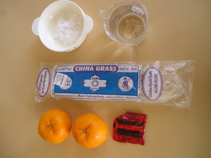 Ingredients for the yummy orange jelly